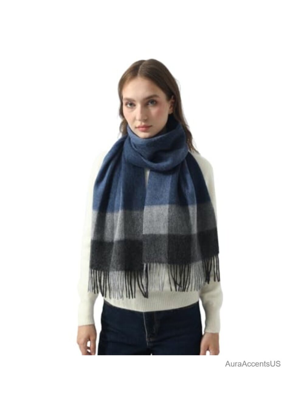 Plaid Wool Scarf Soft Warm Winter Unisex Cold Weather Wrap